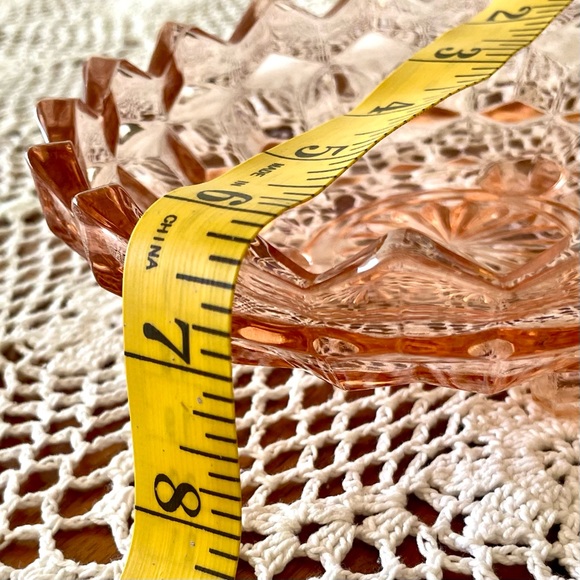 Whitehall Indiana Glass Footed Sawtooth Cubed Candy Dish, pink peach - Picture 8 of 8